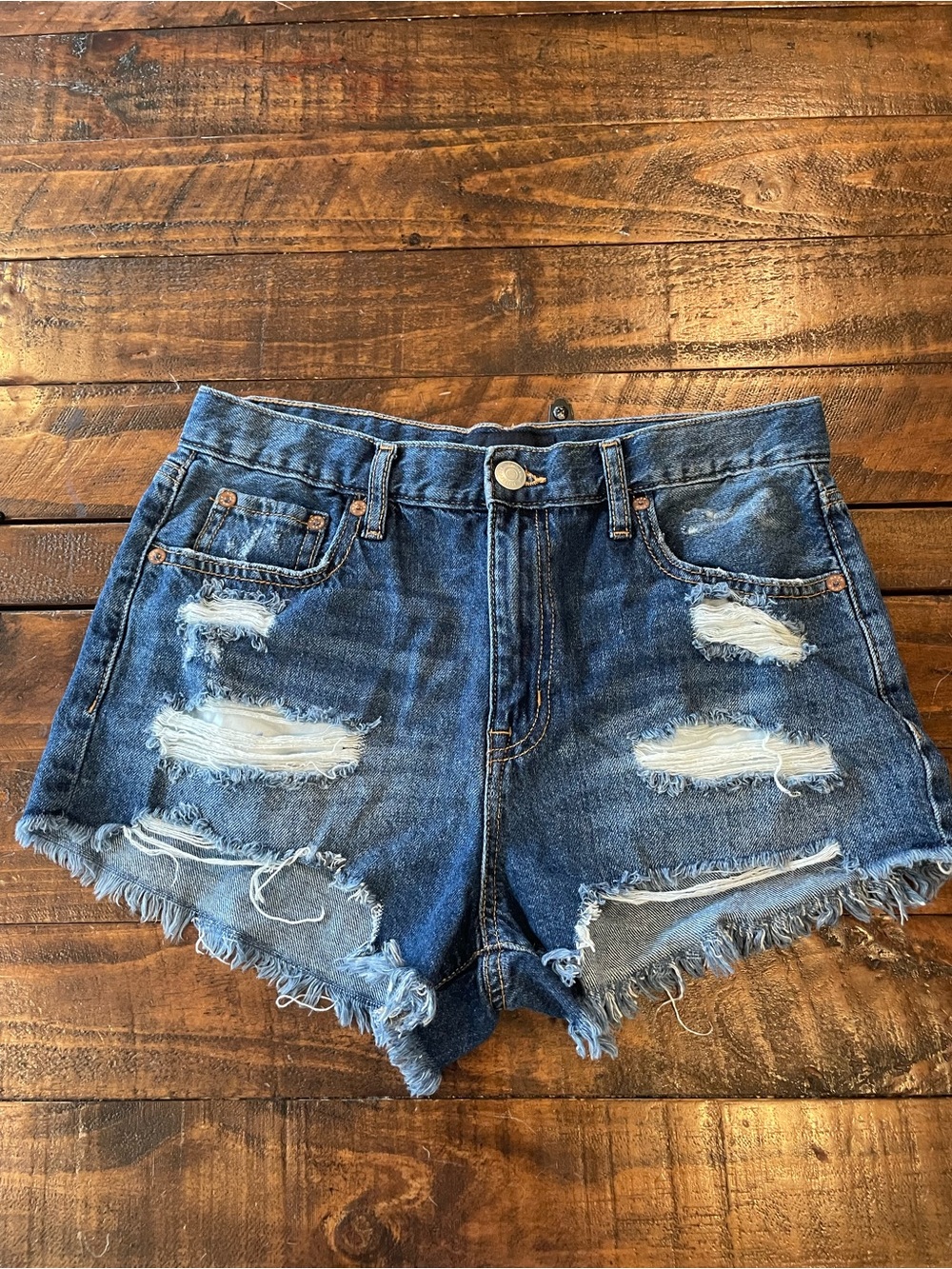 Aeropostale Ripped Dark Blue Denim Cutoff Shorts